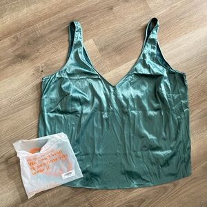 Parade Sunday Cami Tie-back Pajama Shirt, Archive Luxe Satin in Sweet Pea 3XL